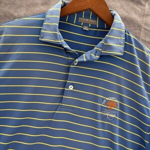 Peter Millar Summer Comfort Polo Mens M Blue Striped Kiawah Ocean Course